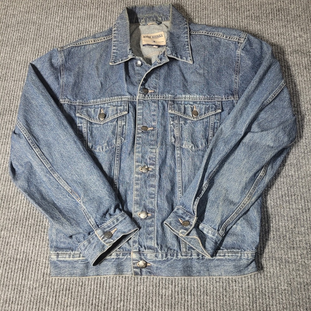 High Sierra Denim Jacket Mens Size Medium Distressed Jeanā Trucker